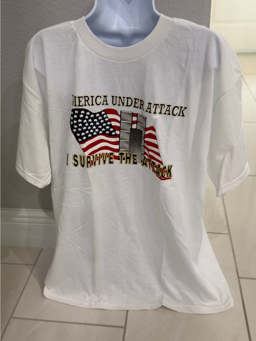 Kids White Graphic Tee - Patriotic Flag Design